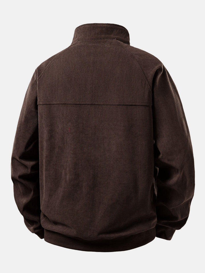 Herrens Corduroy Quarter-Zip Sweatshirt – Avslappnad Raglan Pullover för Kyligare Dagar