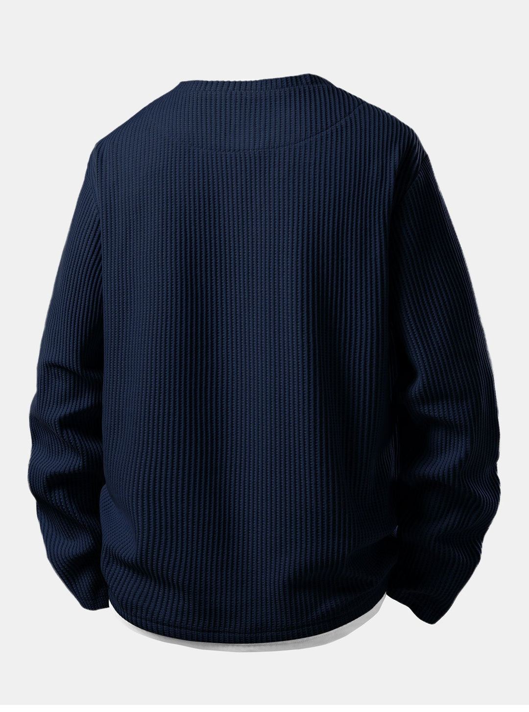 Herr Waffle Notch-Neck T-Shirt med Inbyggd Lager – Avslappnad Övergångslångärmad