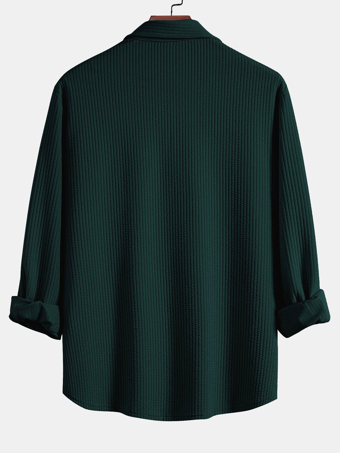 Herr Muscle-Fit Ribbad Knappskjorta – Stretch Texturerad Smart Casual Topp