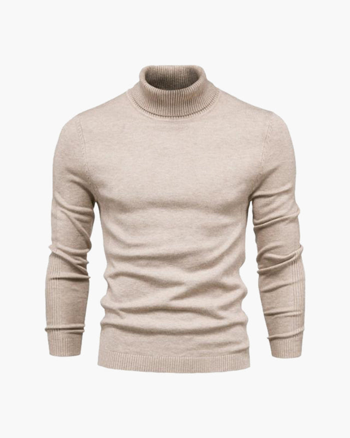 Mäns Finstickad Turtleneck Tröja Klassisk Passform