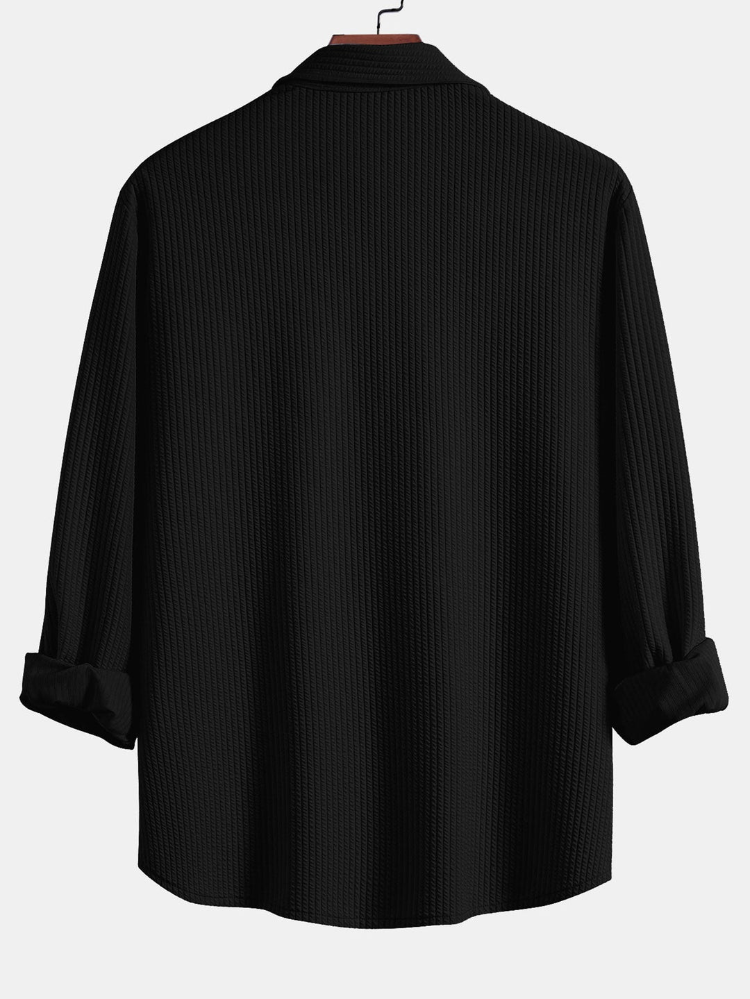 Herr Muscle-Fit Ribbad Knappskjorta – Stretch Texturerad Smart Casual Topp