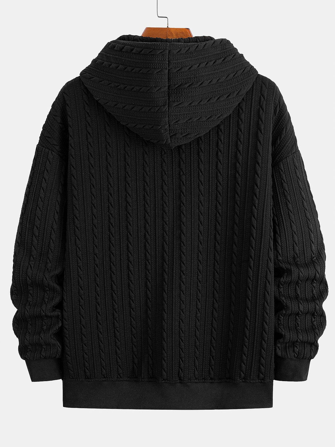 Mäns Texturerad Zip Hoodie Träningsdräkt – Jacquard Raka Ben Set för Kallväder Avslappnad Användning