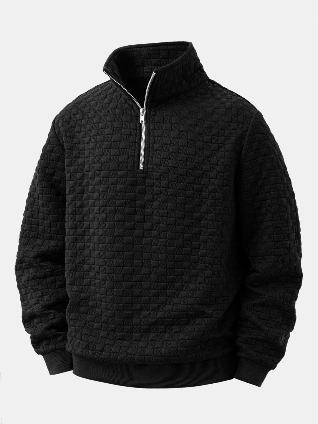 Herrens Jacquard Quarter-Zip Sweatshirt – Texturerad Regular-Fit Lager för Hösthelger