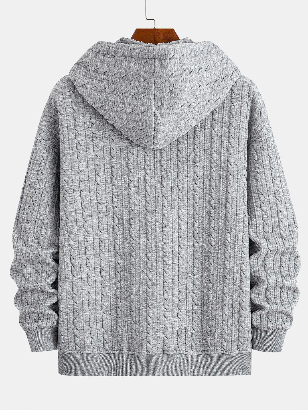 Mäns Texturerad Zip Hoodie Träningsdräkt – Jacquard Raka Ben Set för Kallväder Avslappnad Användning
