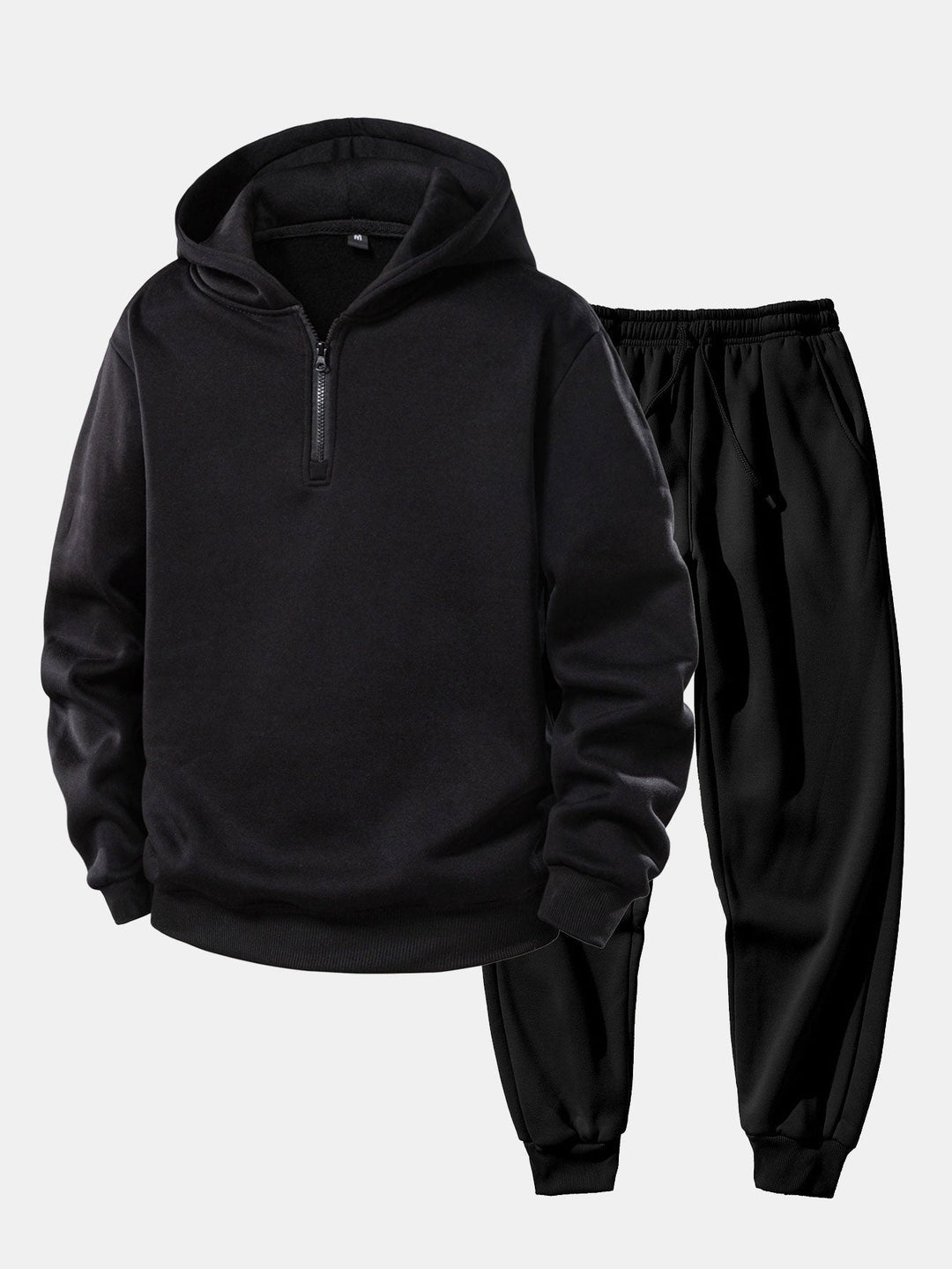 Herrarnas Quarter-Zip Hoodie Träningsoverall – Avslappnad Jogger Set för Resor och Casual Streetwear