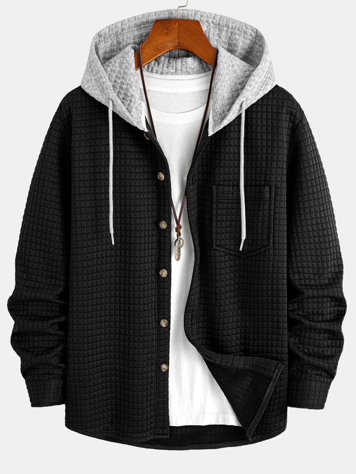 Herr Waffle Huvtröja och Jogger Set – Texturerad Helg Casualwear