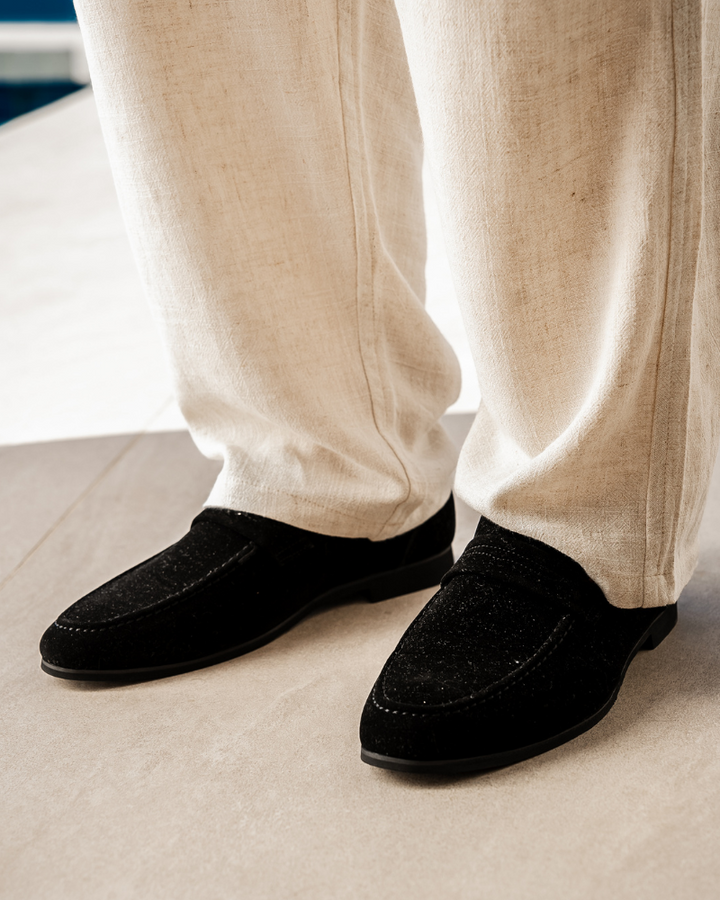 Herrars Mocka Penny Loafers Snygga Låga Klädskor