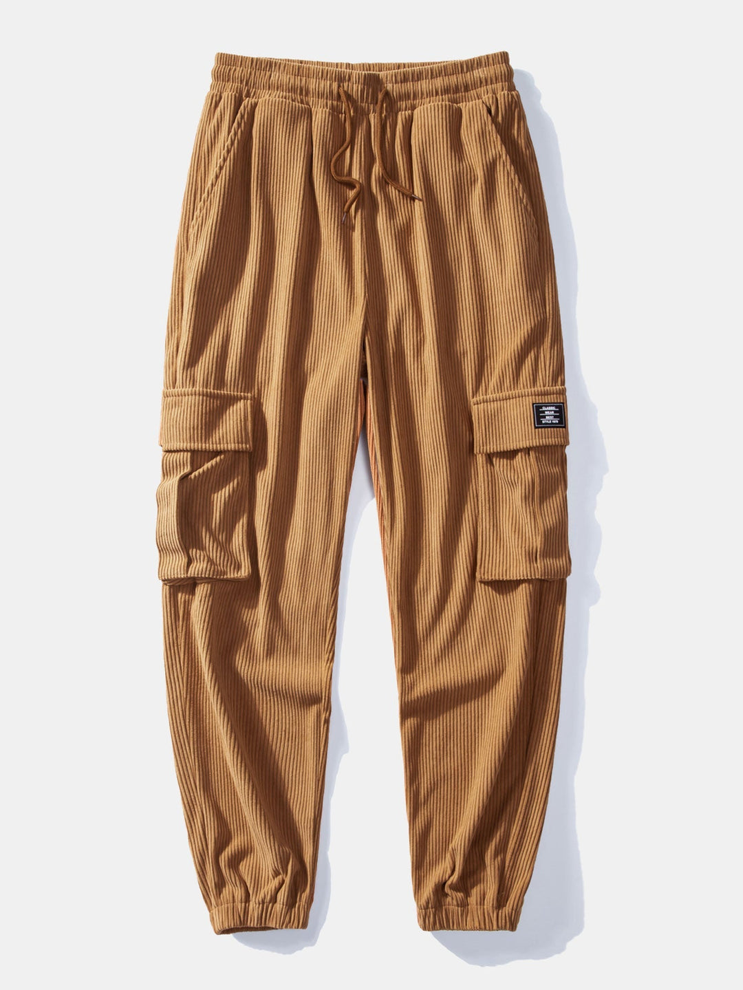 Herrars Corduroy Skjorta och Cargo Jogger Set – Avslappnad Höst Streetwear Co-Ord