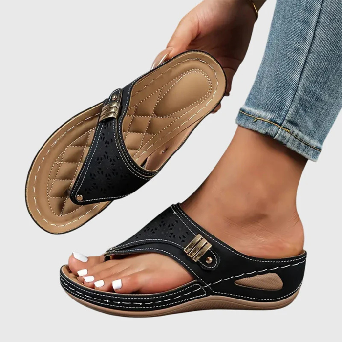 Kvinnors Dämpade Tångsandaler – Slip-On Flats för Vardagsbruk på Sommaren
