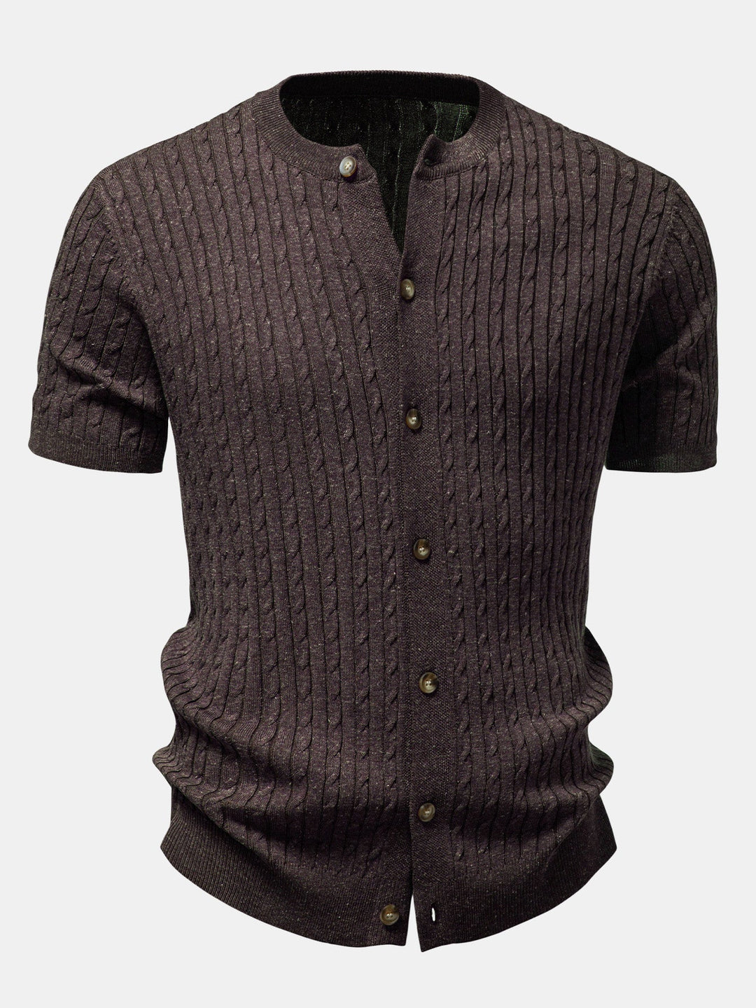 Herrens Kabelstickade Knappskjorta med Avsmalnande Byxor – Raffinerad Smart Casual Set