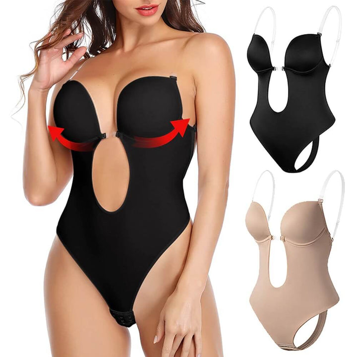 Kvinnors Rygglös Kroppshållare Djup V Formande Sömlös Stöd Osynlig Lyft Shapewear Under Klänning Topp