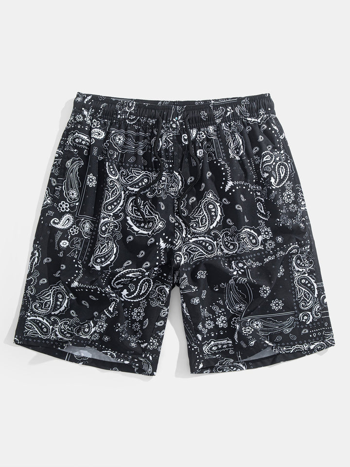 Herrtryckt Resortskjorta och Badshorts Set – Stretch Sommarbadkläder