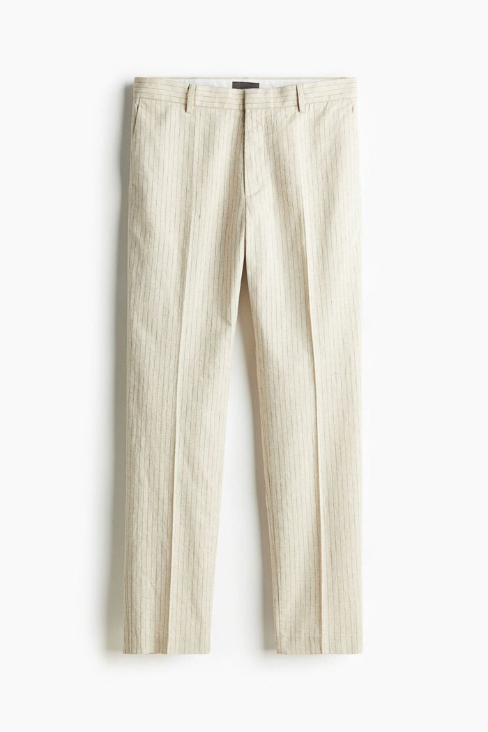 Herrarnas skräddarsydda pinstripe byxor Eleganta smart-casual byxor