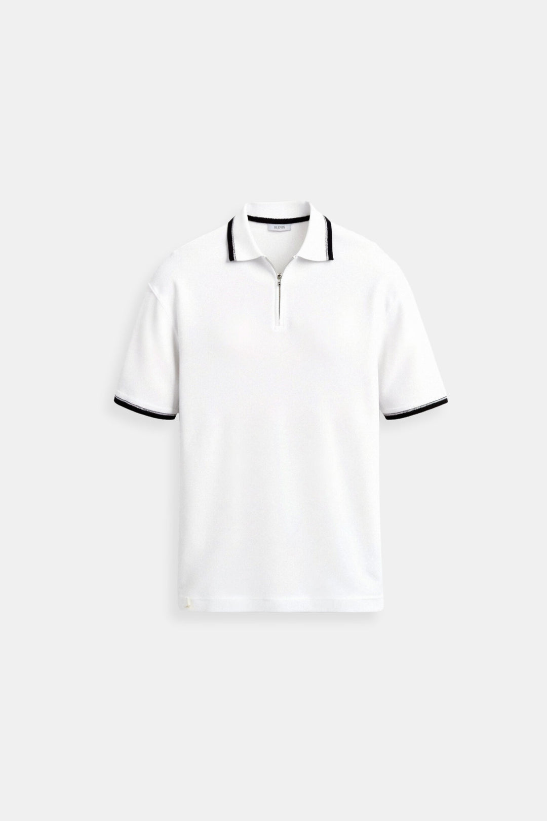 Herr Zip Neck Polo Smart Casual Stickad Sommartröja