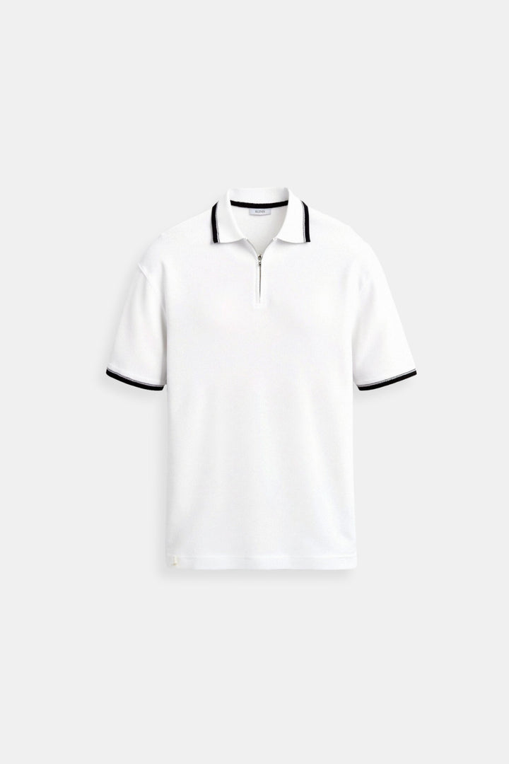 Herr Zip Neck Polo Smart Casual Stickad Sommartröja