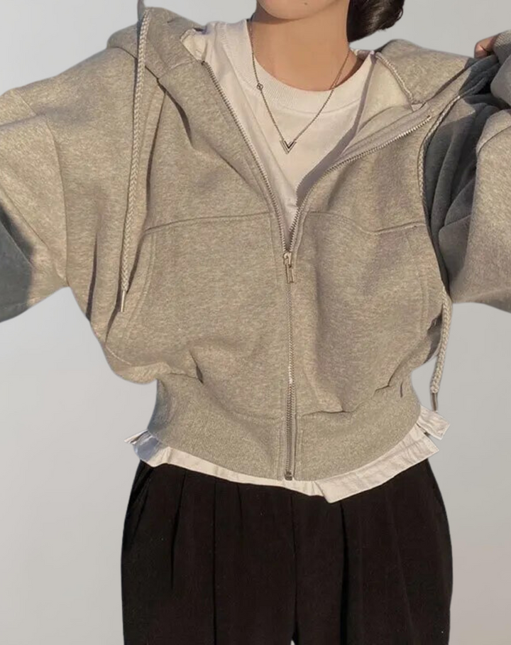 Kvinnors Hooded Zip Sweatshirt – Mjuk Bekväm Andningsbar Avslappnad Vardaglig Lounge Aktivkläder