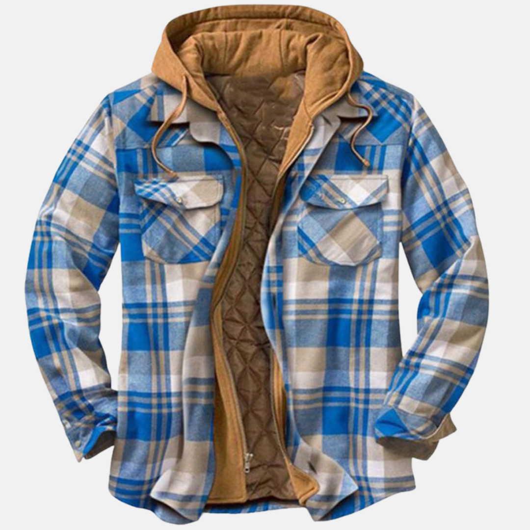 Herrarnas Varm Hooded Overshirt Jacka – Tryckt Vadderad Lager för Utomhusbruk