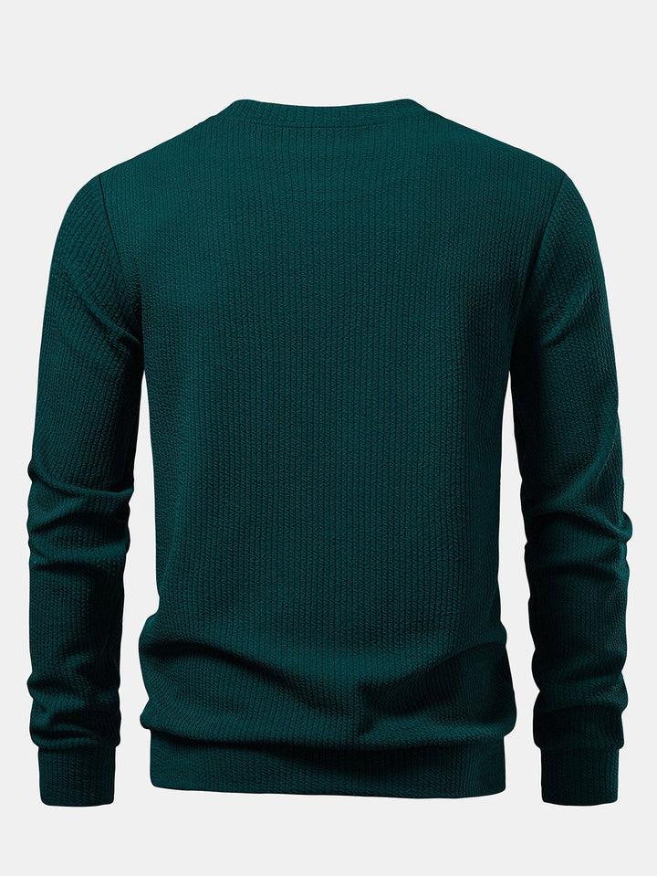 Mäns texturerad crewneck sweatshirt – Regular fit för vardagligt bruk under kallare dagar