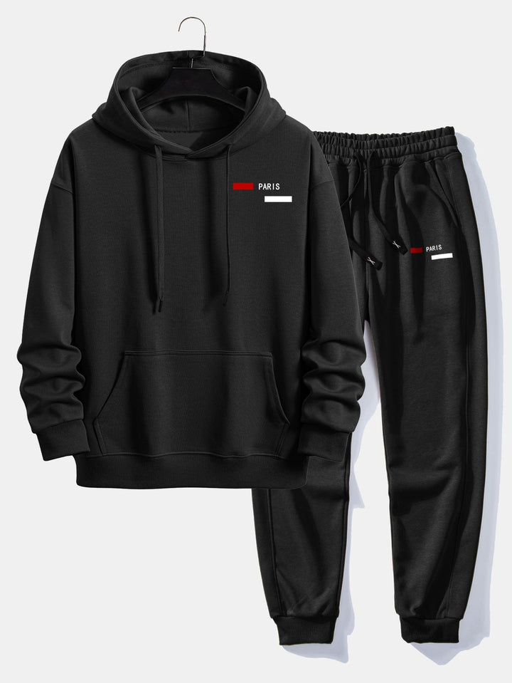 Herrarnas avslappnade träningsdräkt – Hoodie och joggers i bomullsblandning för avslappnad streetwear