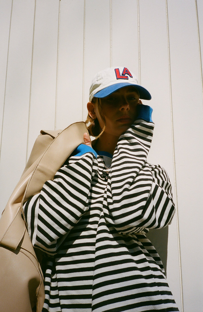 Kvinnors Oversized Randig Sweatshirt Avslappnad Ballongärm Pullover
