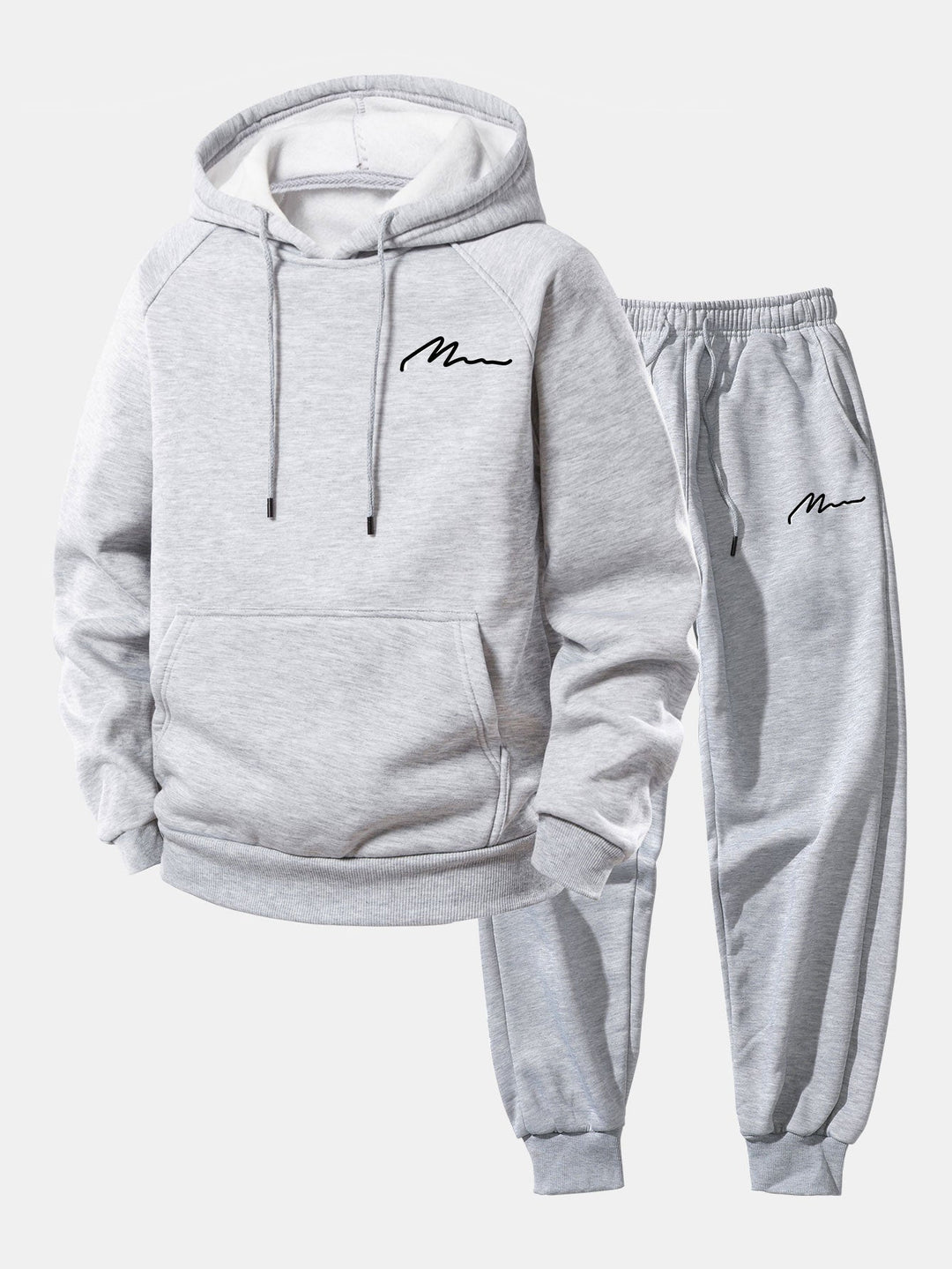 Herrens Pullover Hoodie Träningsdräkt – Avslappnad Polyester Jogger Co-Ord för Vardags Street Style