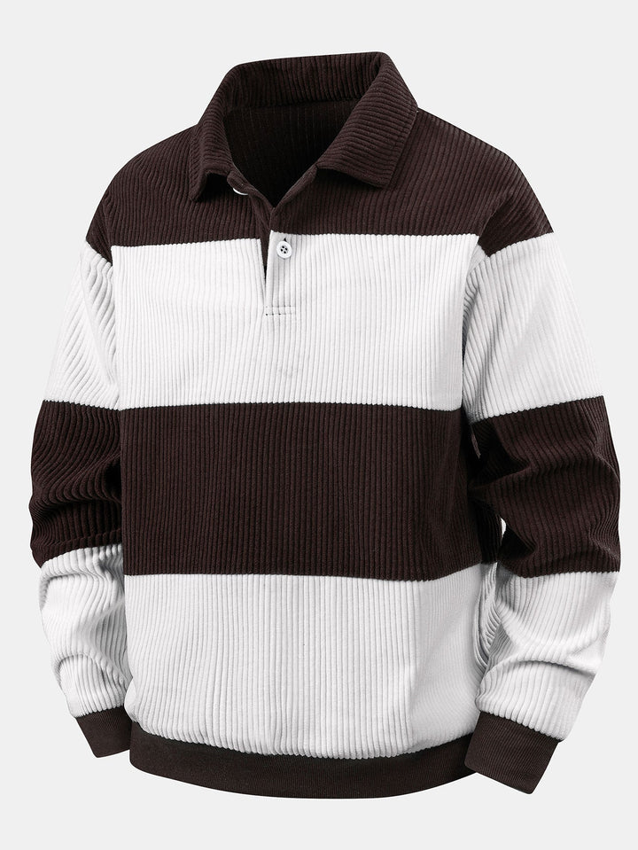 Herrarnas Corduroy Polo Sweatshirt – Avslappnad Retro Lager för Höst och Vinter