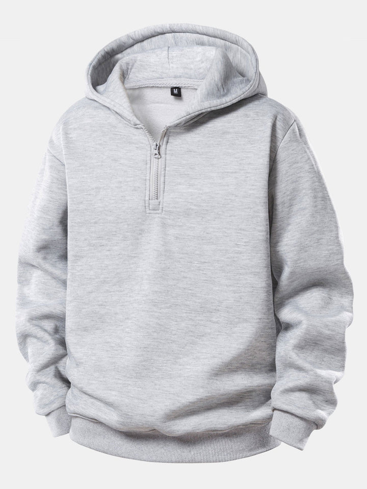 Herrarnas Quarter-Zip Hoodie Träningsoverall – Avslappnad Jogger Set för Resor och Casual Streetwear
