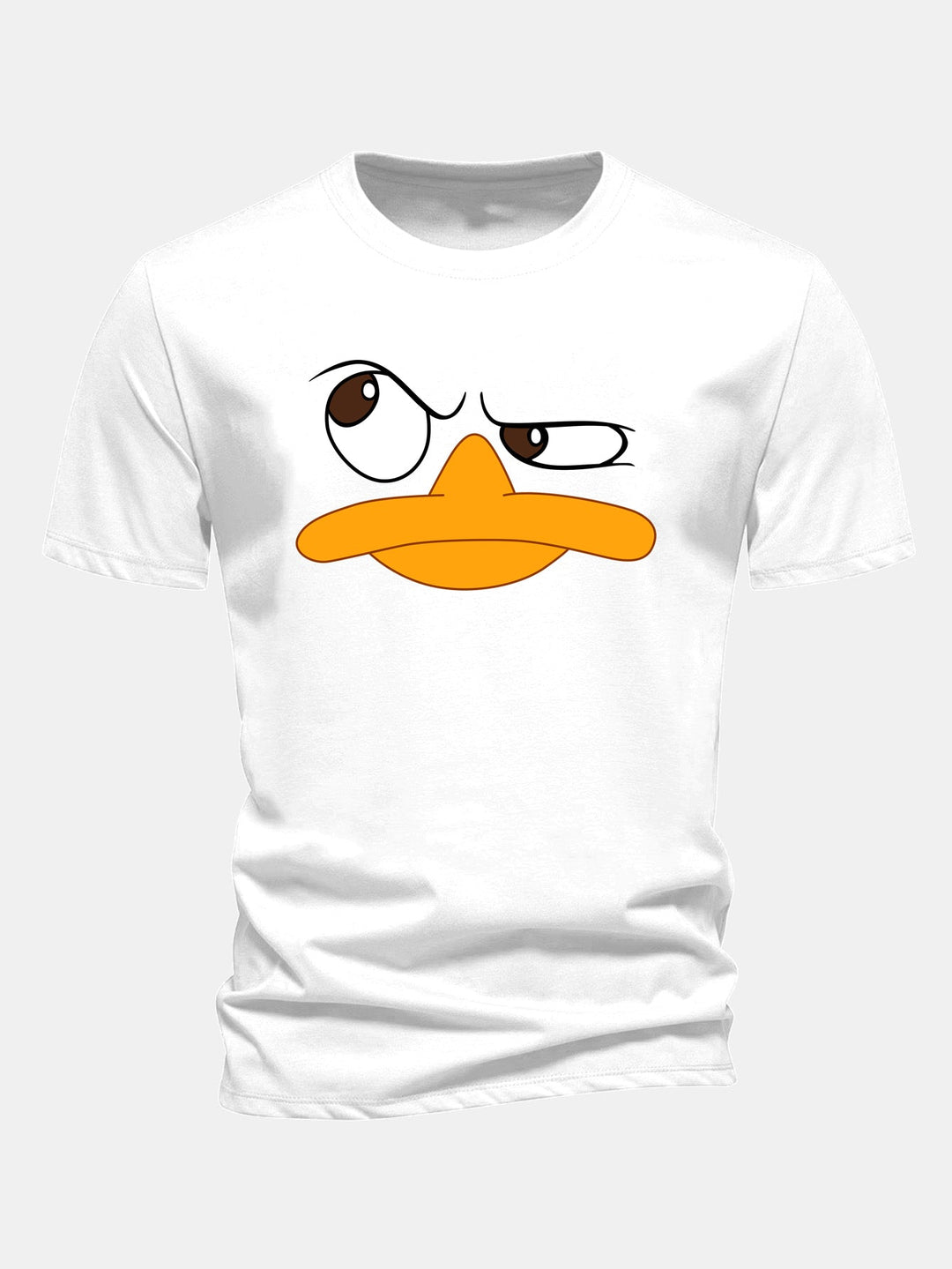 Herrens Grafiska T-shirt med Tecknad Ansiktstryck, Avslappnad Passform
