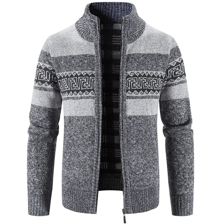 Herrars Varm Stickad Zip-Up Jacka – Mjuk Ståkrage Tröja för Höst och Vinter Lager