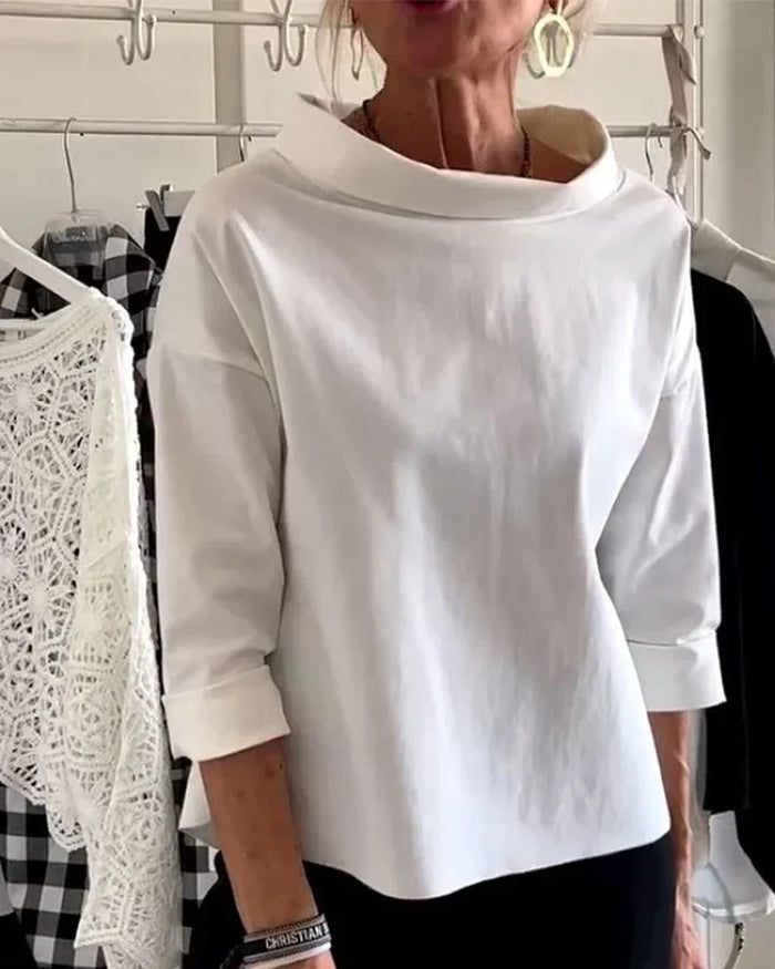 Dam Turtleneck Topp med Breda Slag och Trekvartärm