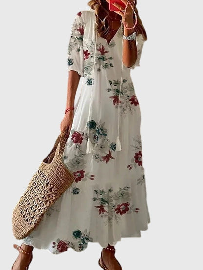 Kvinnors Boho Tryck Maxi Klänning Avslappnad Sommarstil