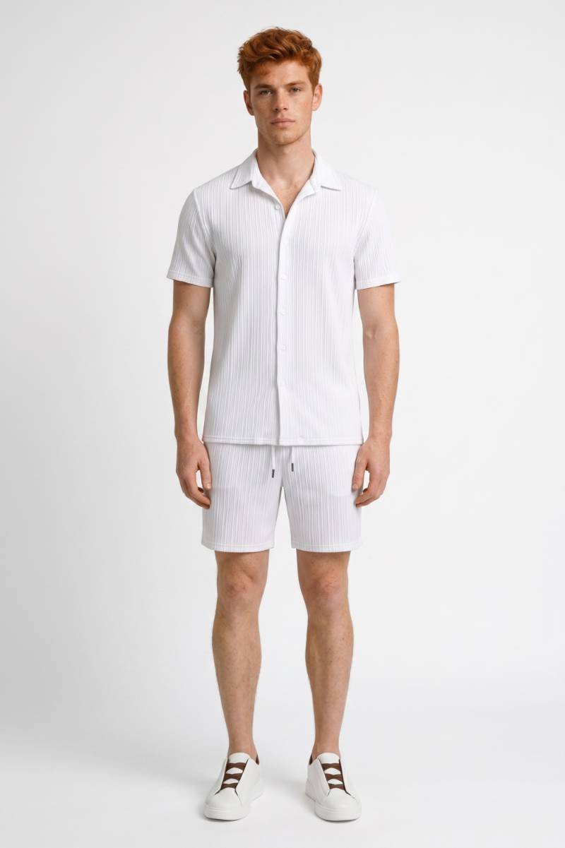 Herroutfit Set Ribbad Skjorta Shorts Co-Ord