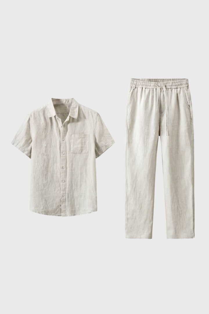 Herrlinne Koord Set Kortärmad Resort Outfit