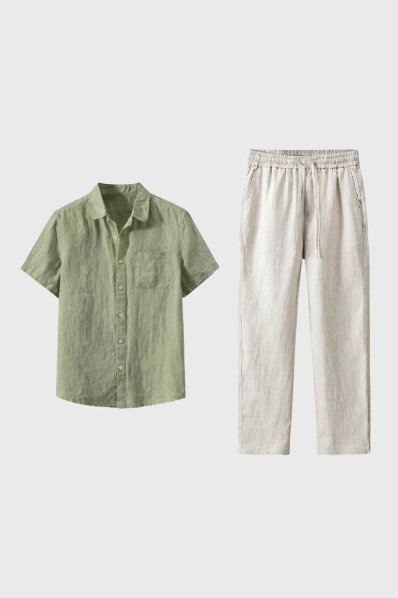 Herrlinne Koord Set Kortärmad Resort Outfit