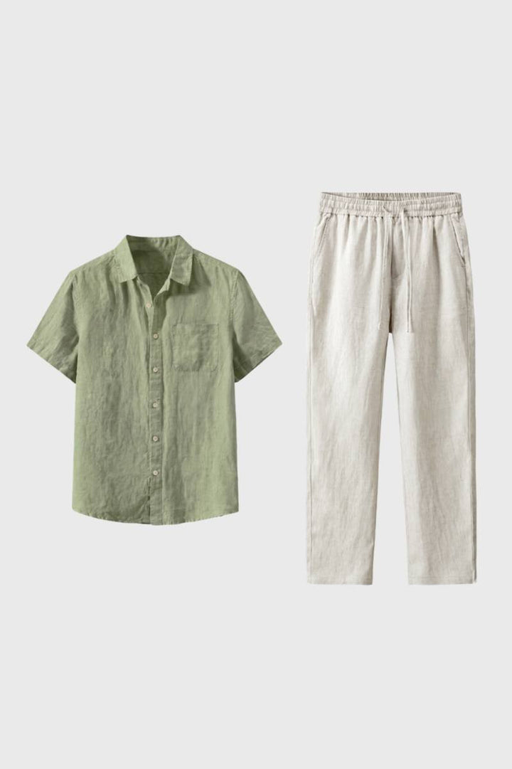 Herrlinne Koord Set Kortärmad Resort Outfit