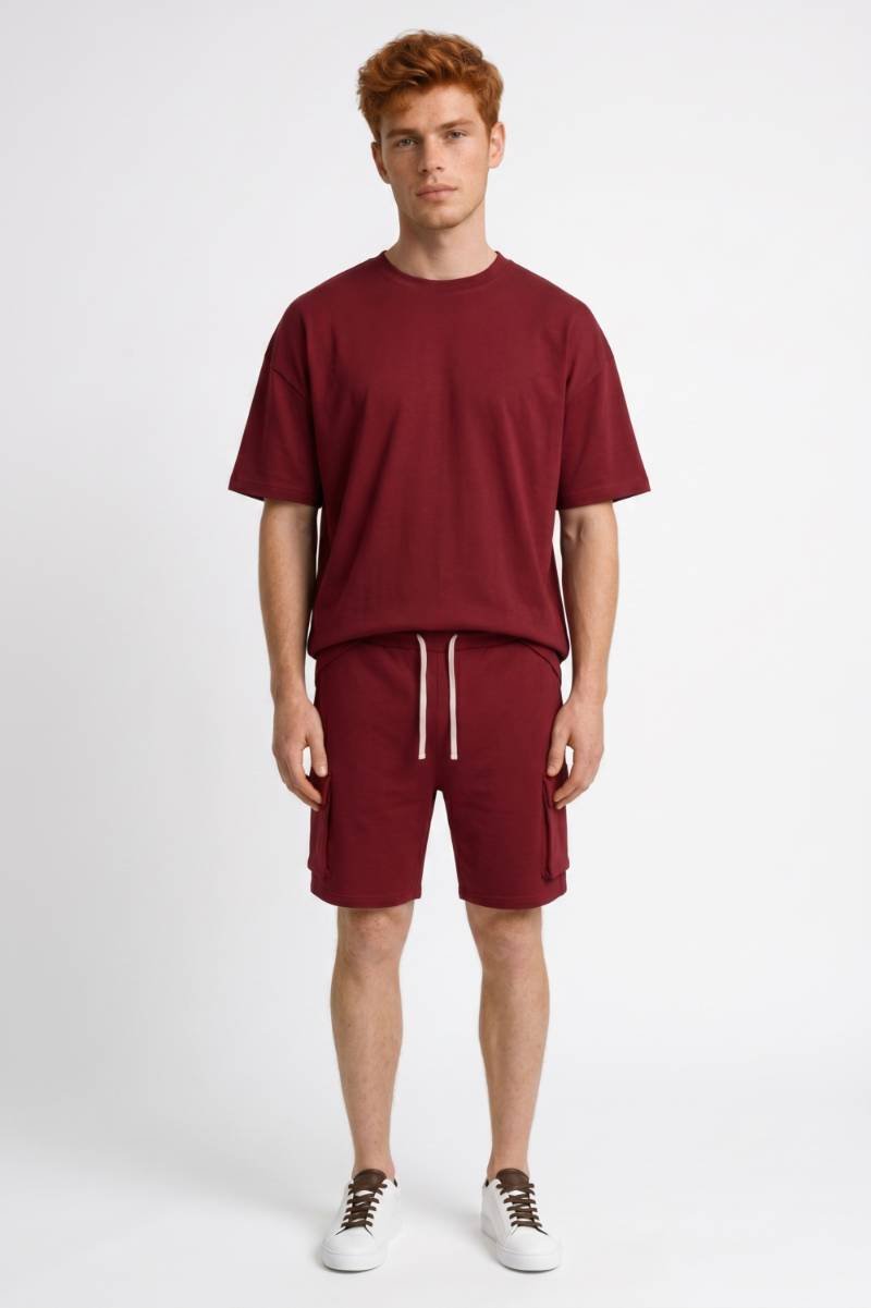 Herrars Oversized T-shirt och Cargo Shorts Set