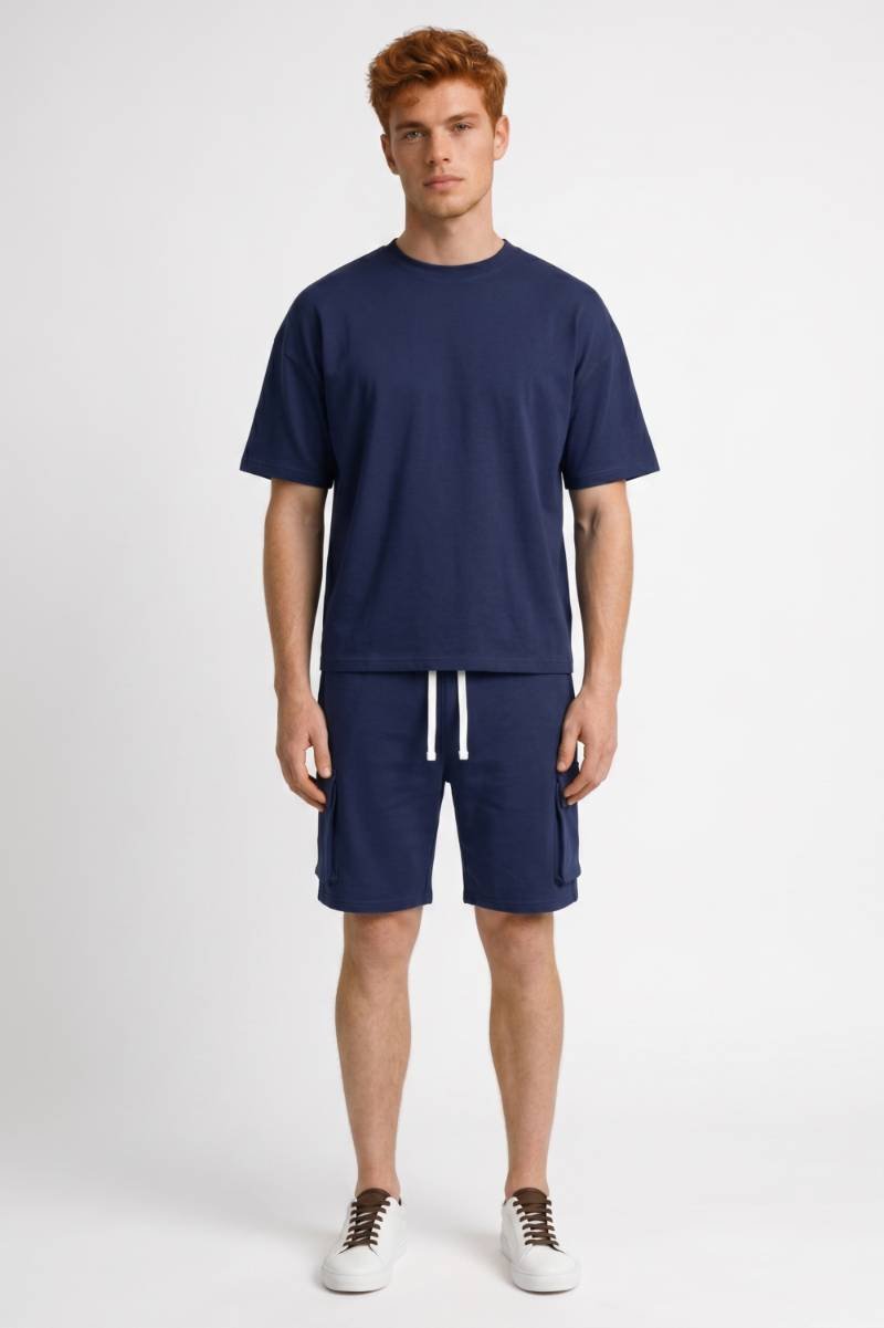 Herrars Oversized T-shirt och Cargo Shorts Set
