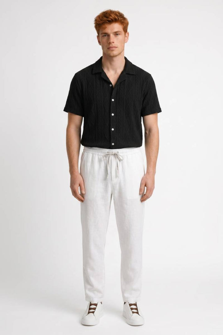 Herrarnas Resort Co-Ord Set Texturerad Skjorta Vida Byxor