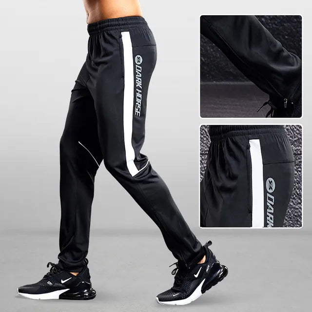Herrars Sport Joggerbyxor med Dragkedjefickor, Tapered Fit, Lätta Träningsbyxor