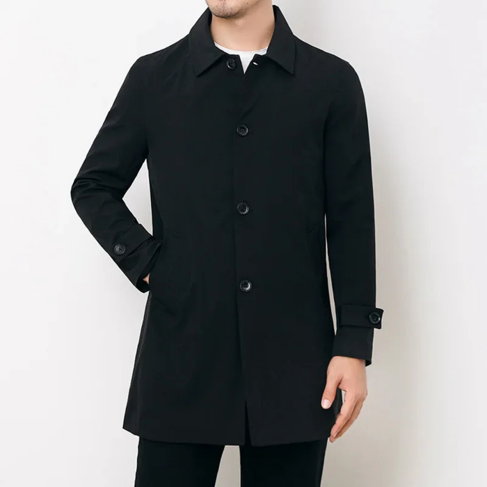 Herr Trenchcoat med Klassisk Krage och Knappstängning
