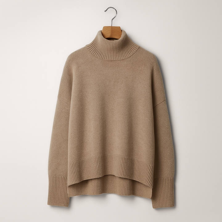 Kvinnors Cashmere-blandning Rullkrage Jumper – Mjuk Stickad för Höst och Vinter