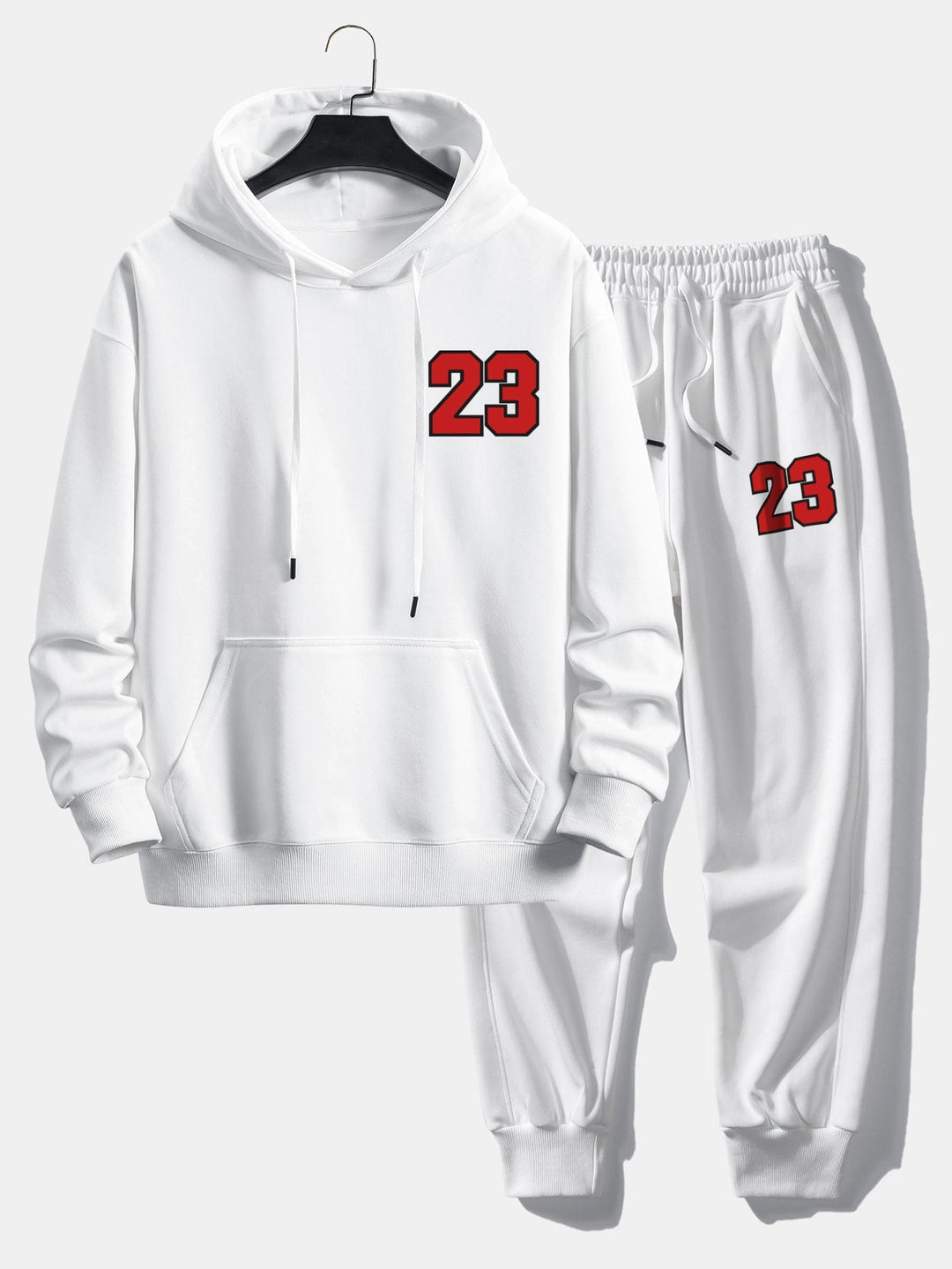 Herrarnas tryckta hoodie och joggerset – Avslappnad bomullsblandning för gatustil och vardagskomfort