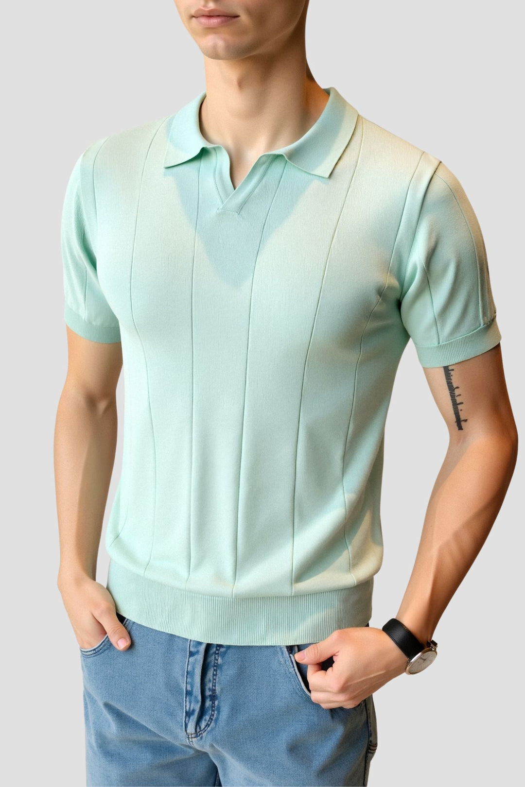 Herrens Finstickade Polo Avslappnad Smart Casual Sommar Skjorta