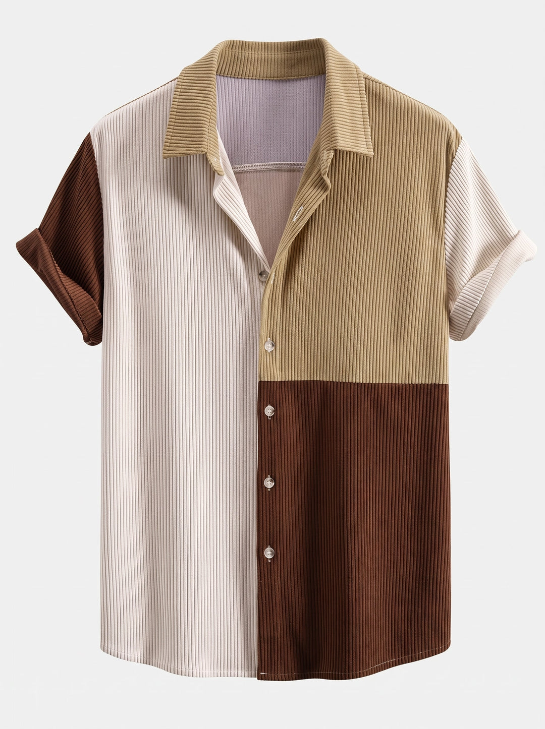 Herrens Ribbade Kordflorsskjorta och Shorts Set – Regular Fit Sommar Co-Ord