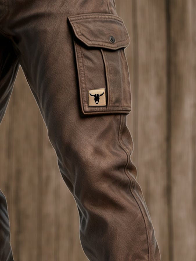 Herrers Slim Fit Cargo Byxor med Fickor i Utility Stil