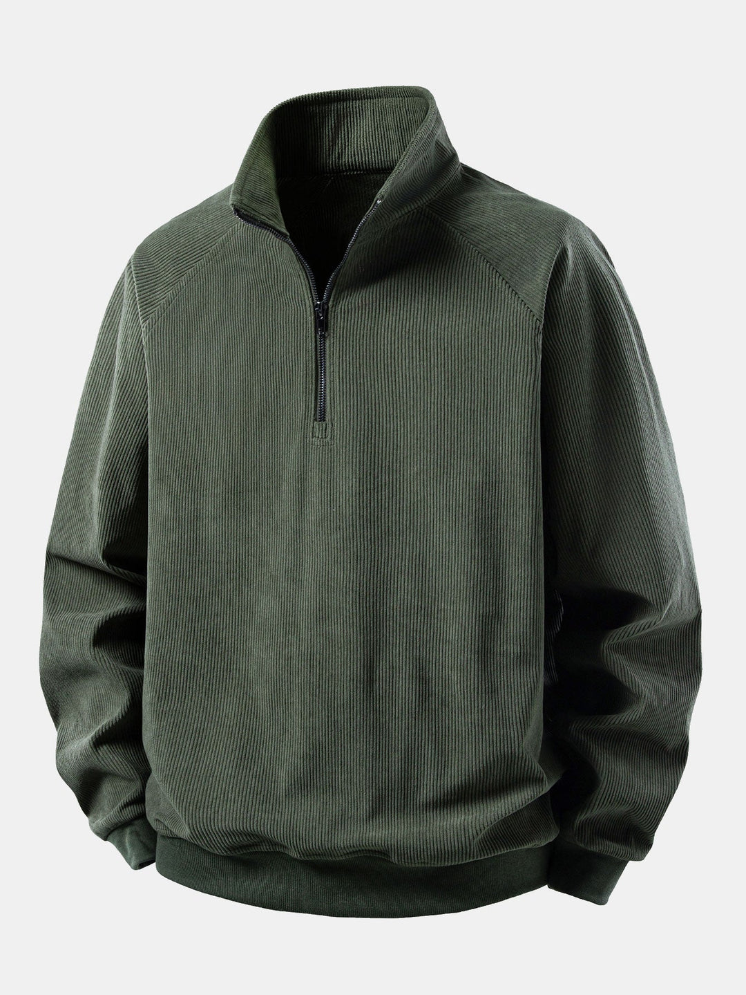 Herrens Corduroy Quarter-Zip Sweatshirt – Avslappnad Raglan Pullover för Kyligare Dagar