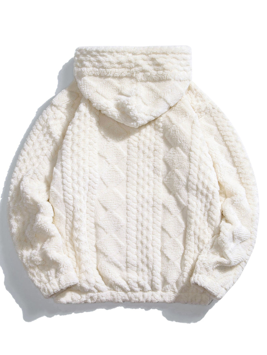 Herrens texturerade teddy träningsdräkt – Avslappnad hoodie och joggers för vinterhelger
