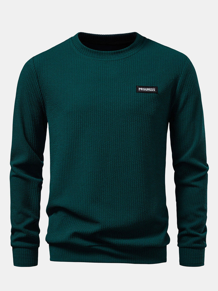 Mäns texturerad crewneck sweatshirt – Regular fit för vardagligt bruk under kallare dagar