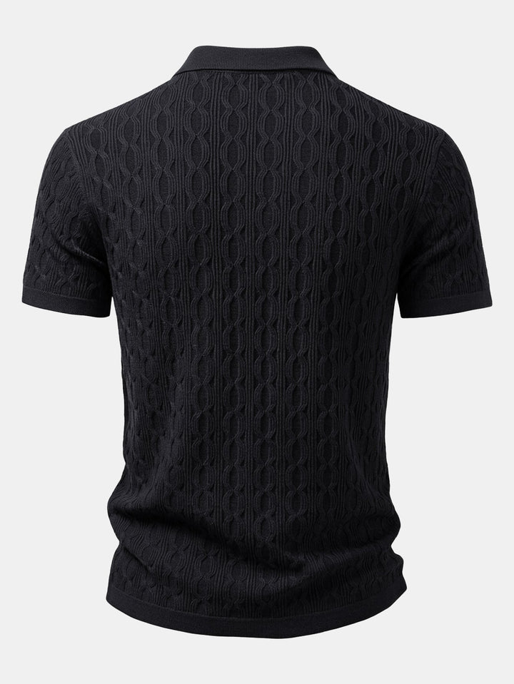 Herrarnas Viskos Texturerad Stickad Skjorta och Stretch Tapered Byxor – Smart Casual Sommarset