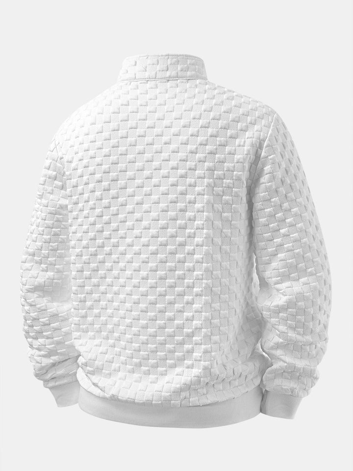 Herrens Jacquard Quarter-Zip Sweatshirt – Texturerad Regular-Fit Lager för Hösthelger